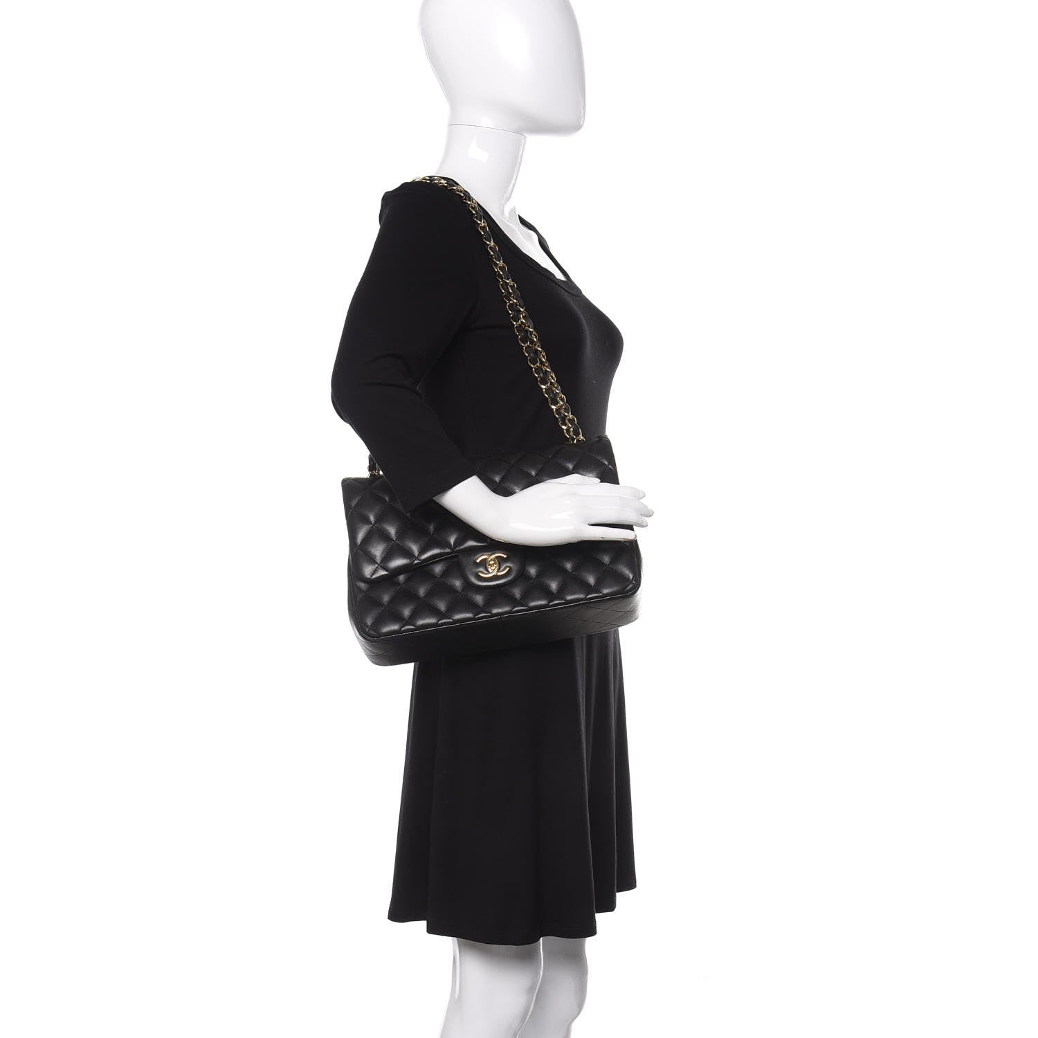 Chanel Lambskin Quilted Jumbo Double Flap Black 2 of 15