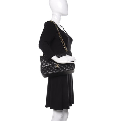 Chanel Lambskin Quilted Jumbo Double Flap Black 2 of 15