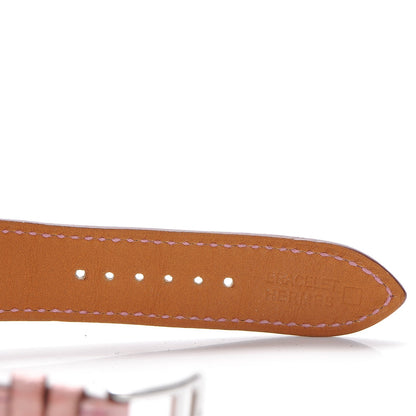Hermes Stainless Steel Alligator 30.5mm Heure H Hour Quartz Watch Pink 8 of 11