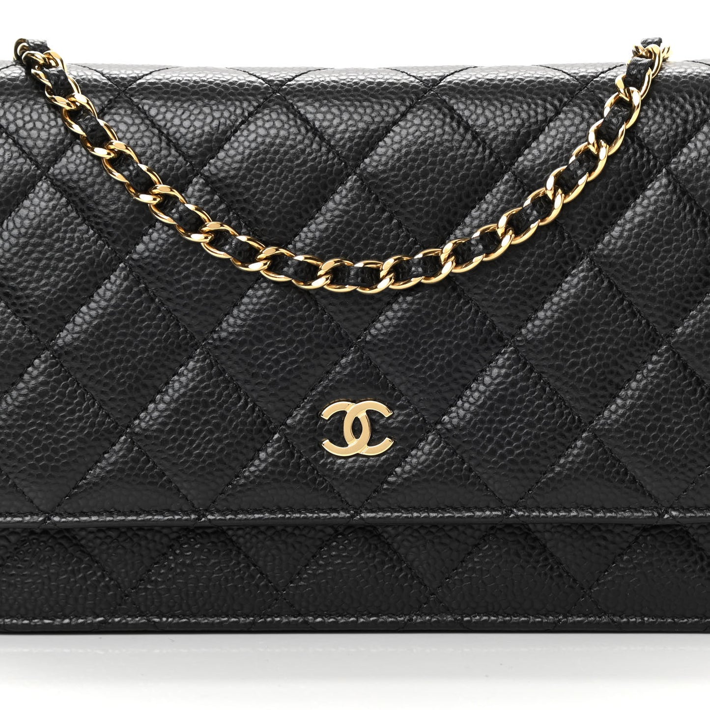 Caviar Quilted Wallet On Chain WOC Black