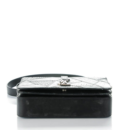 Saint Laurent Reptile Calfskin Embossed Medium Patchwork Animal Monogram Universite Bag Black 5 of 8