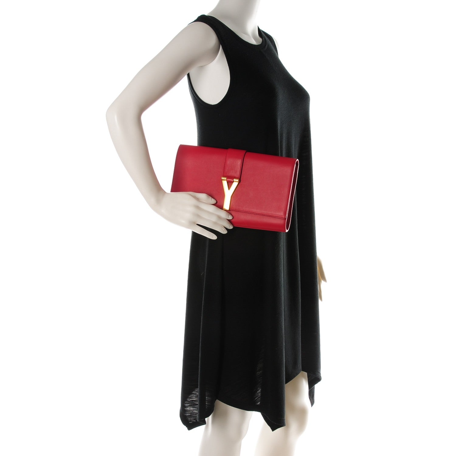 Saint Laurent Calfskin Classic Y Ligne Clutch Red 2 of 7