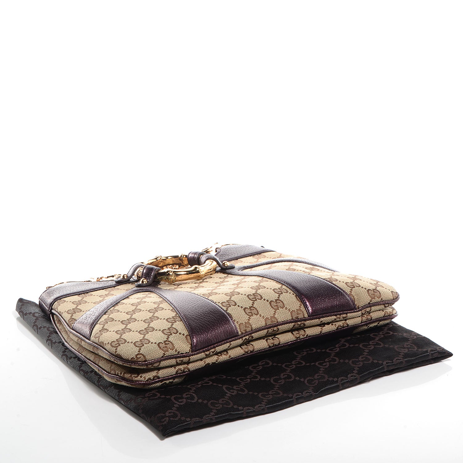 Gucci Monogram Bamboo Chain Shoulder Bag Metallic Purple 4 of 7