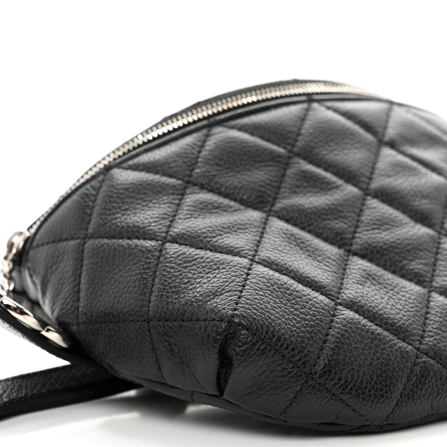 Grained Calfskin Quilted Waist Belt Bag Black