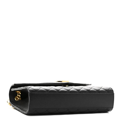 Saint Laurent Grain De Poudre Textured Mixed Matelasse Triquilt Medium Monogram Satchel Black 4 of 10
