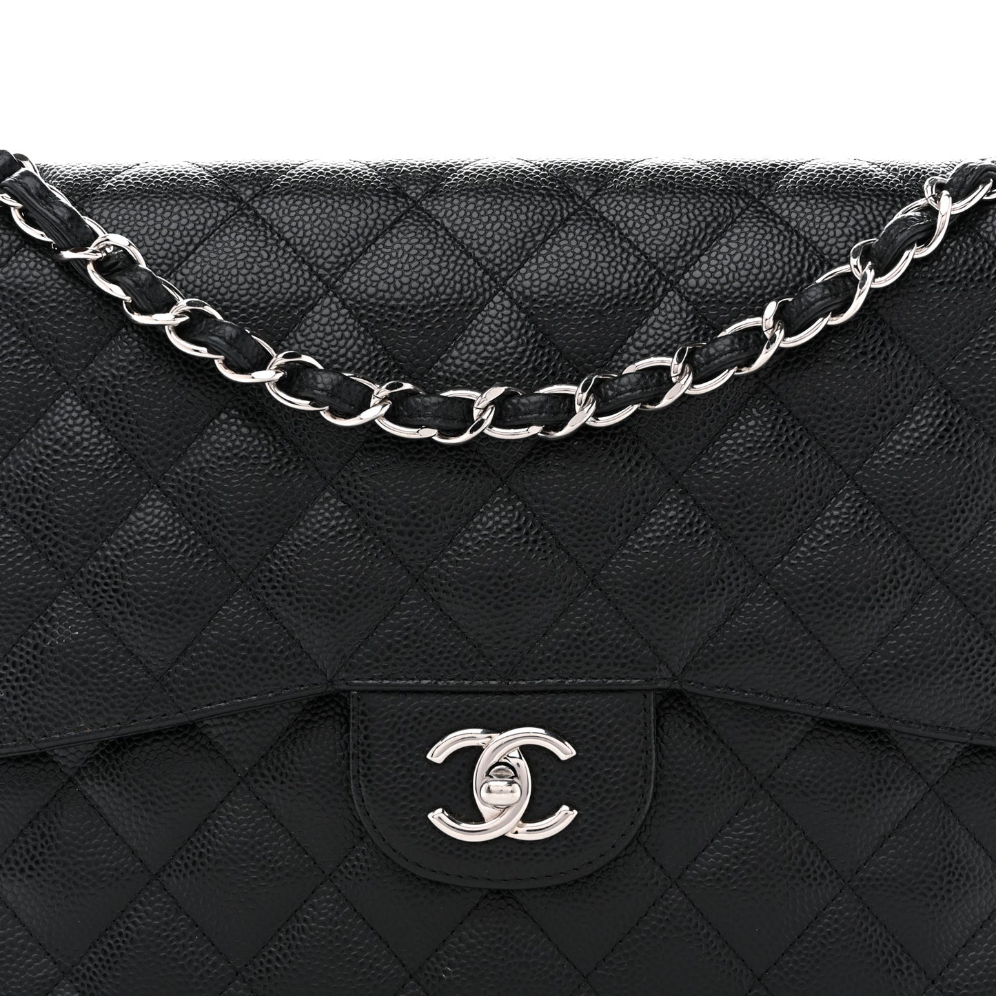 Caviar Quilted Jumbo Double Flap Black