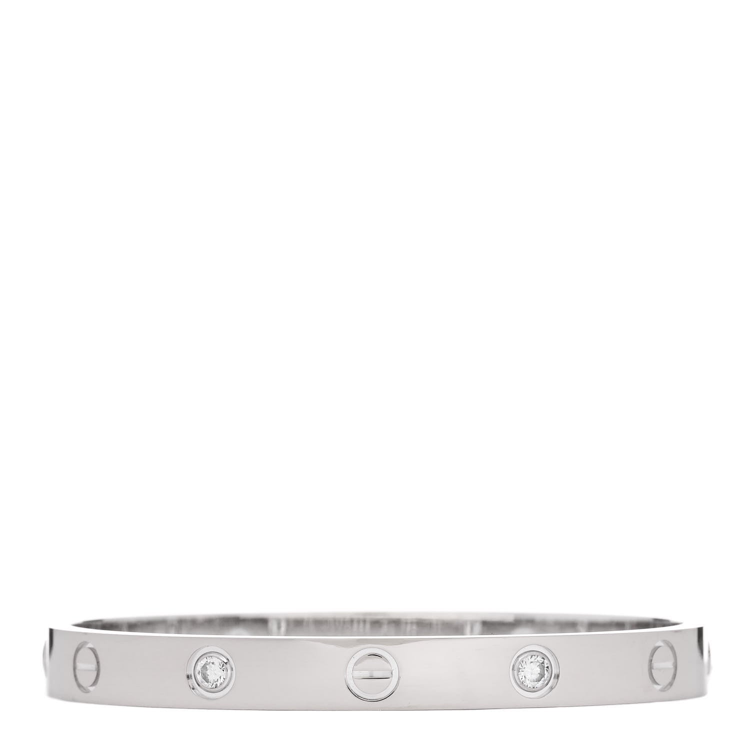 Cartier 18K White Gold 4 Diamond LOVE Bracelet 16 2 of 9