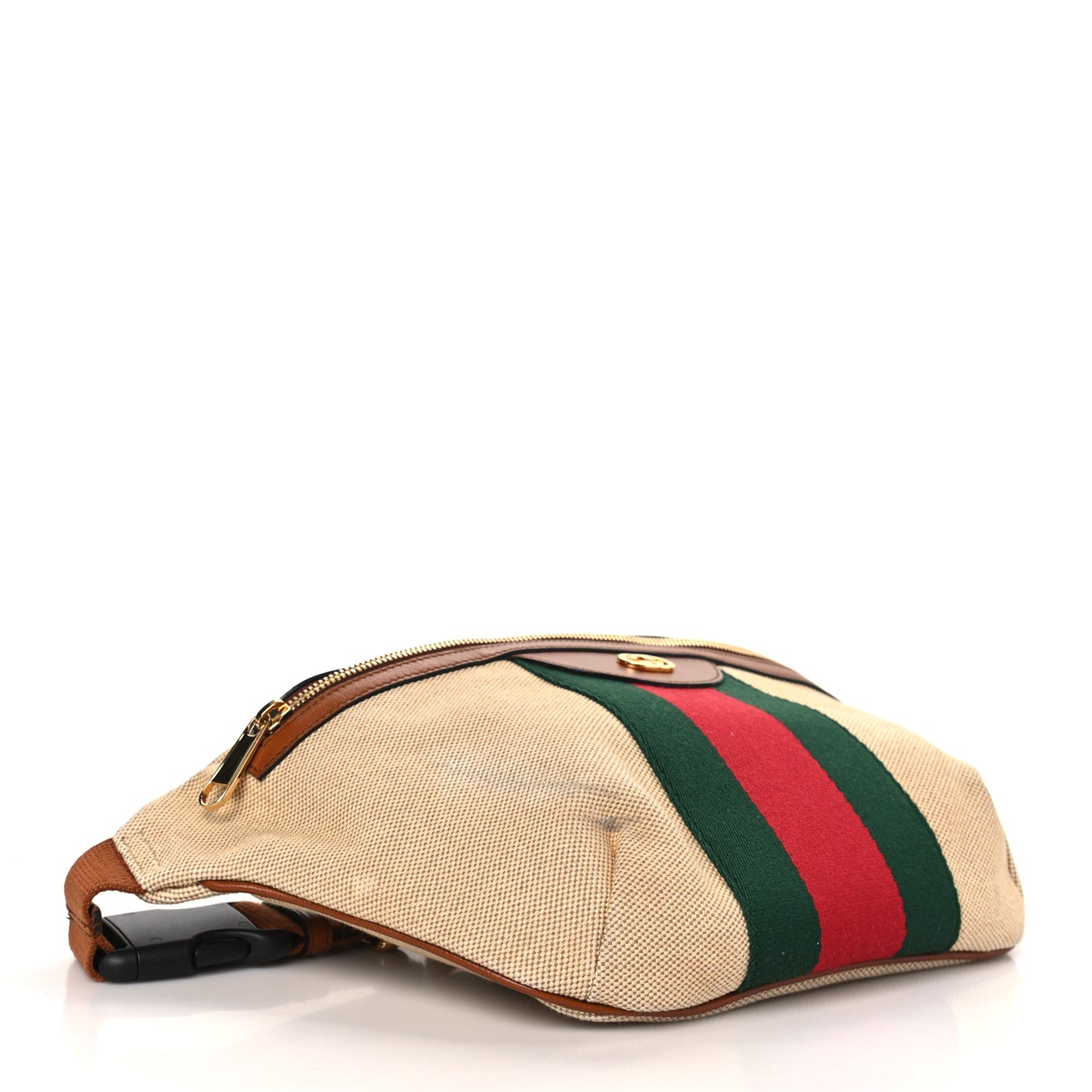 Vintage Canvas Web Belt Bag Sand Cuir