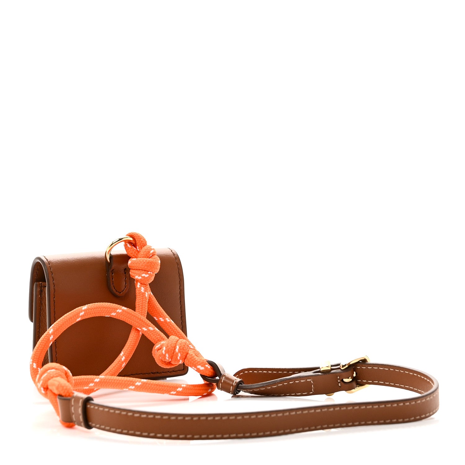 Miu Miu Nappa Flap Pouch Bag Charm Cognac Orange 3 of 8