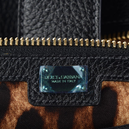 Dolce & Gabbana Grained Deerskin Large Miss Sicily Satchel Black 5 of 7