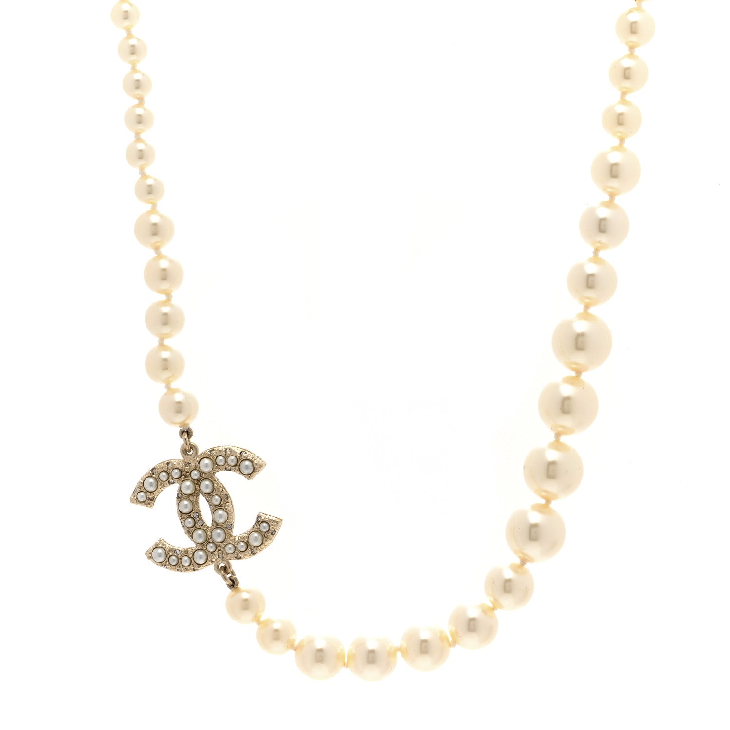 Chanel Pearl CC 100th Anniversary Necklace Light Gold 1 of 7