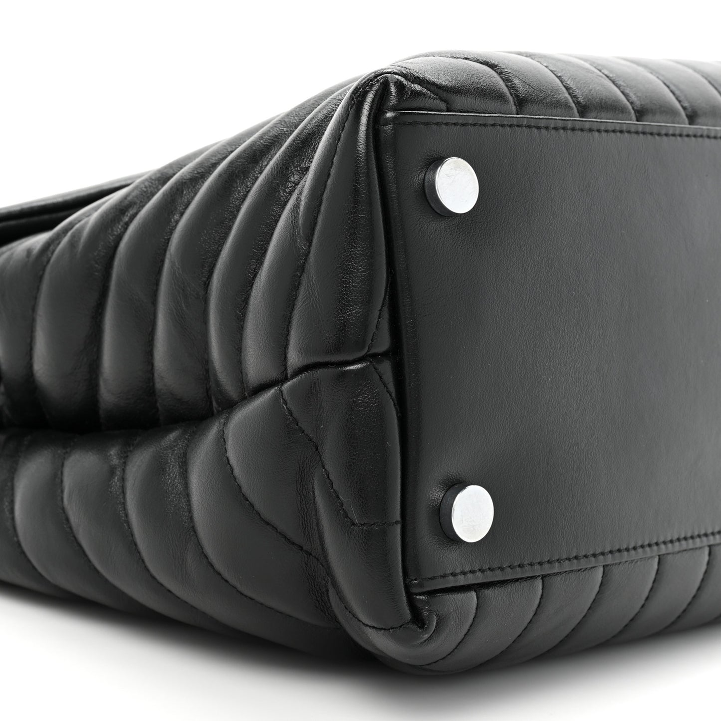 Calfskin Y Quilted Monogram Large Loulou Chain Satchel Black