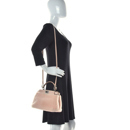 Fendi Shearling Shiny Nappa Mini Peekaboo Iconic Satchel Light Rose 2 of 8