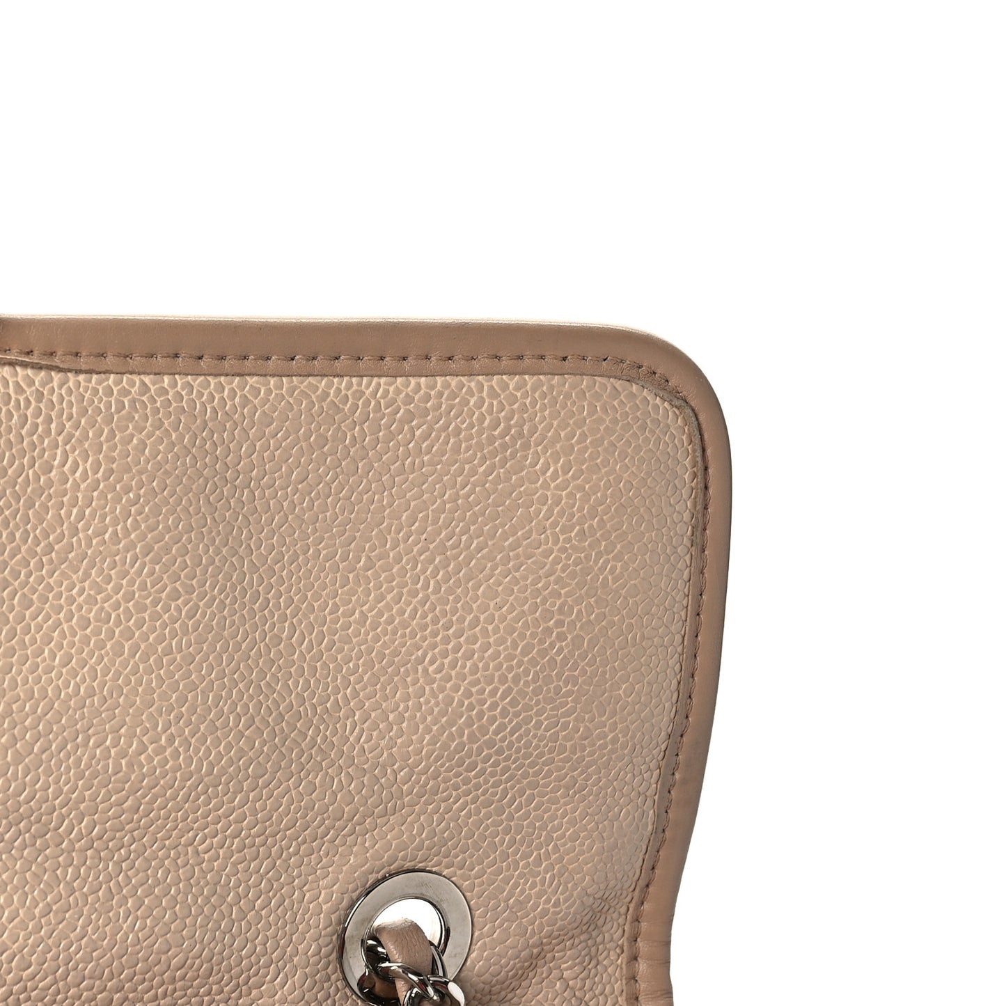 Caviar Quilted Medium French Riviera Flap Beige
