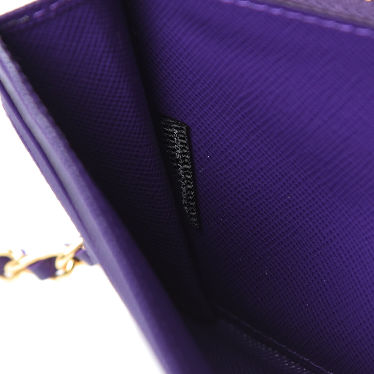 Prada Saffiano Metal Oro Chain Wallet Viola 7 of 11
