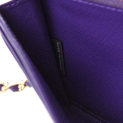 Prada Saffiano Metal Oro Chain Wallet Viola 7 of 11