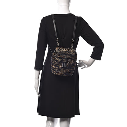 Chanel Tweed Quilted Mini Urban Spirit Backpack Black Gold 2 of 8