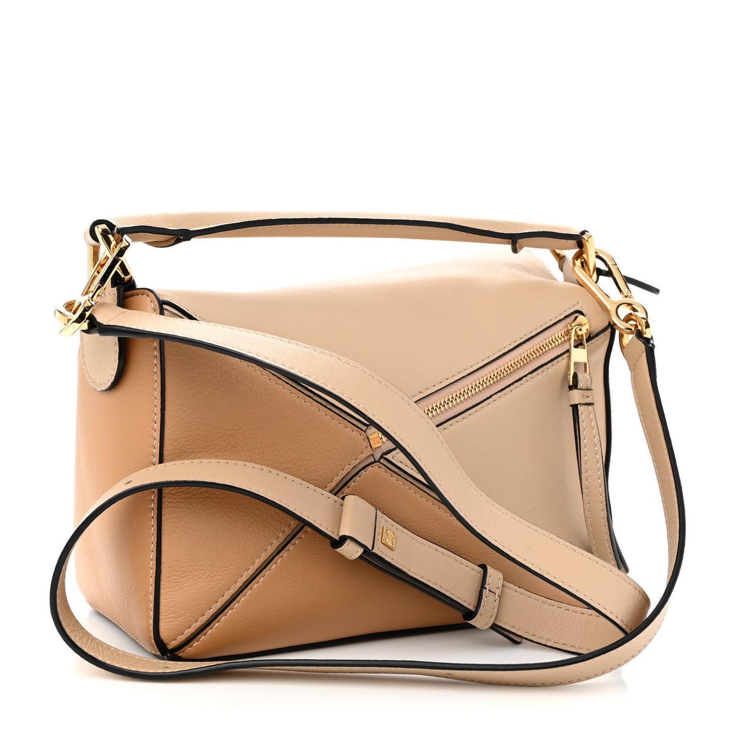 Calfskin Small Puzzle Bag Dusty Beige Soft White