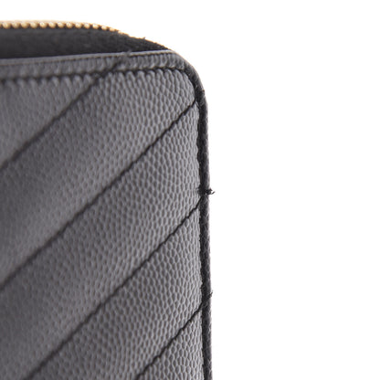Saint Laurent Grain De Poudre Matelasse Chevron Monogram Phone Wallet Black 7 of 8