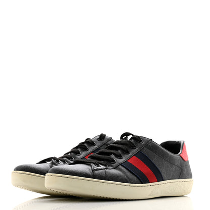 Gucci GG Supreme Monogram Ayers Web Mens New Ace Sneakers 9.5 Black 3 of 9