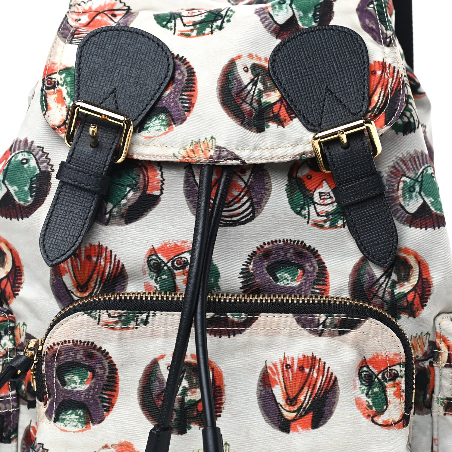 Burberry Prorsum Nylon Pallas Heads Print Medium Rucksack Backpack Natural White 9 of 10