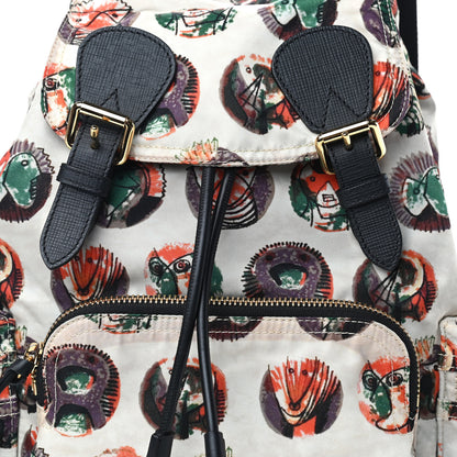 Burberry Prorsum Nylon Pallas Heads Print Medium Rucksack Backpack Natural White 9 of 10