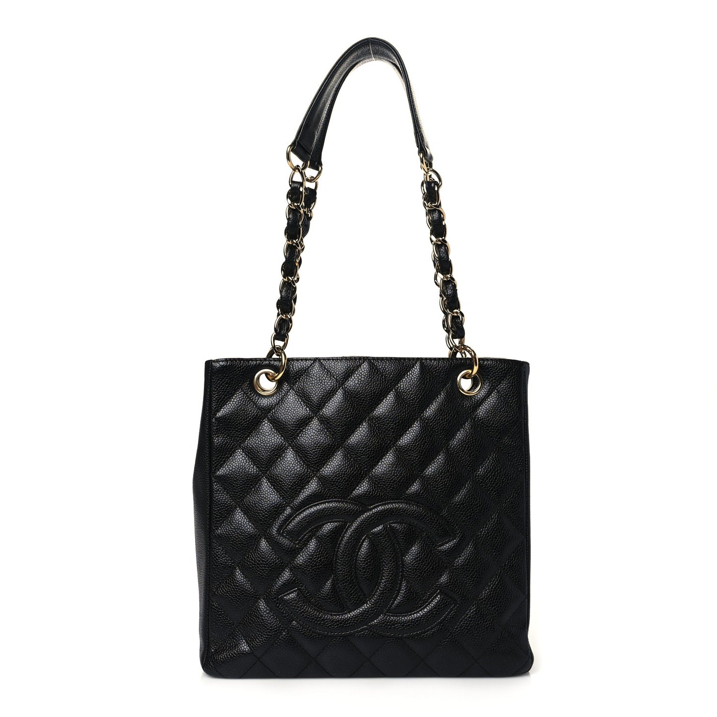 Caviar Quilted Petit Shopping Tote PST Black
