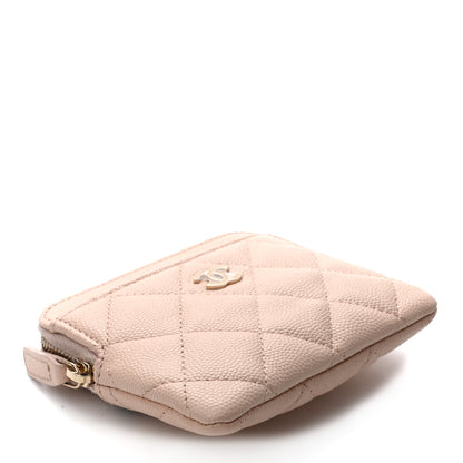 Chanel Caviar Quilted Zip Card Holder Wallet Light Beige 4 of 7