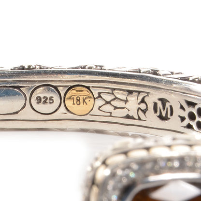 John Hardy Sterling Silver 18K Yellow Gold Diamond Smoky Quartz Jaisalmer Cuff Bracelet 3 of 5