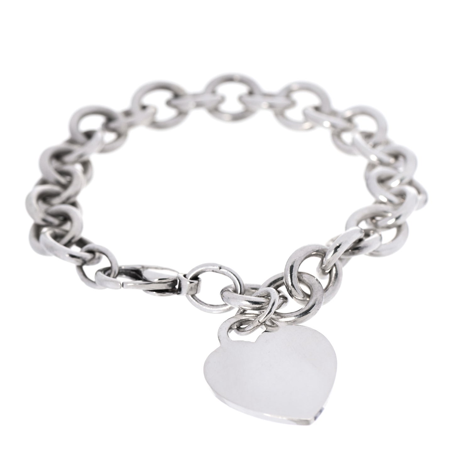 Sterling Silver Heart Tag Charm Bracelet