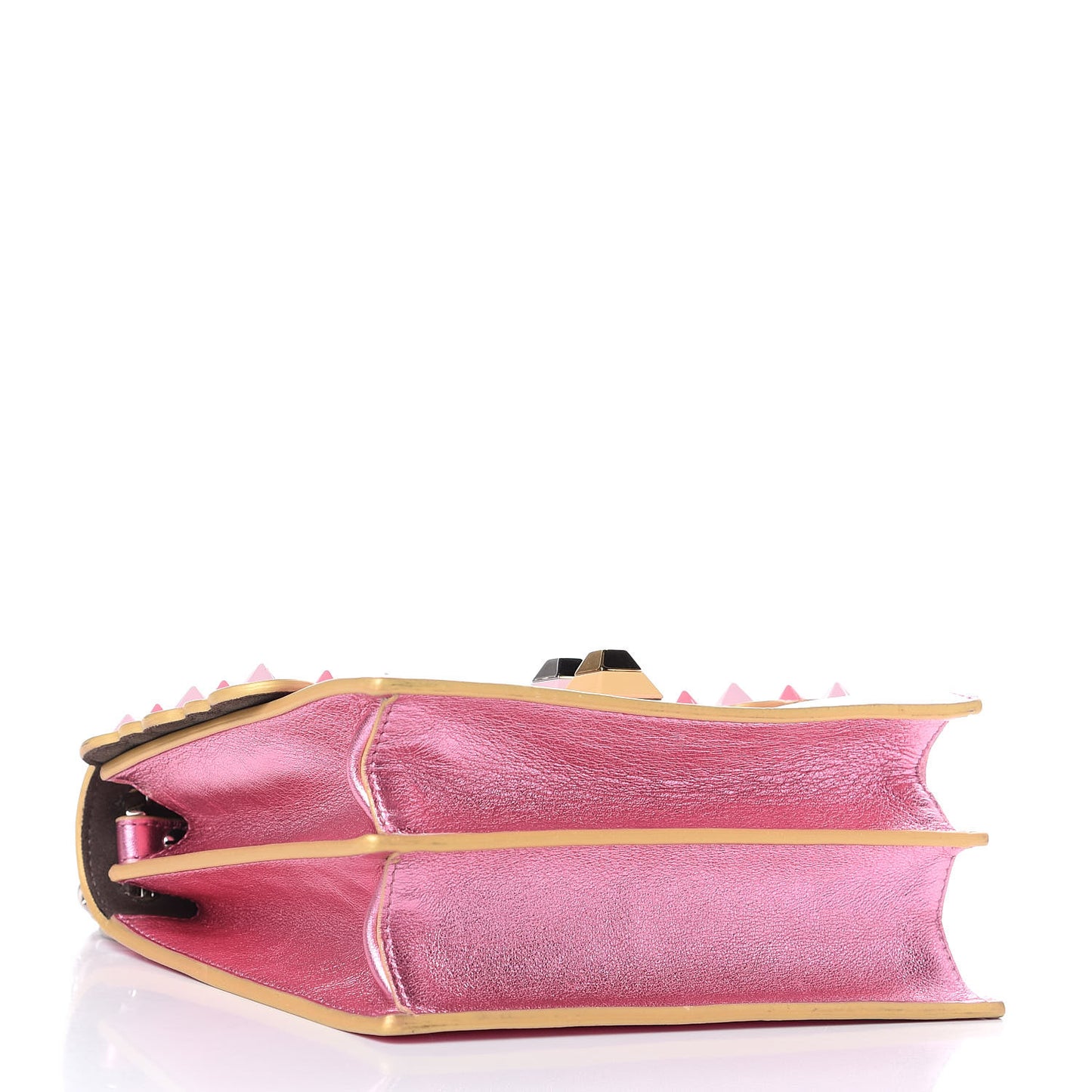 Vitello Catalan Mirror Scalloped Multi Studded Small Kan I Shoulder Bag Fuxia Chiaro
