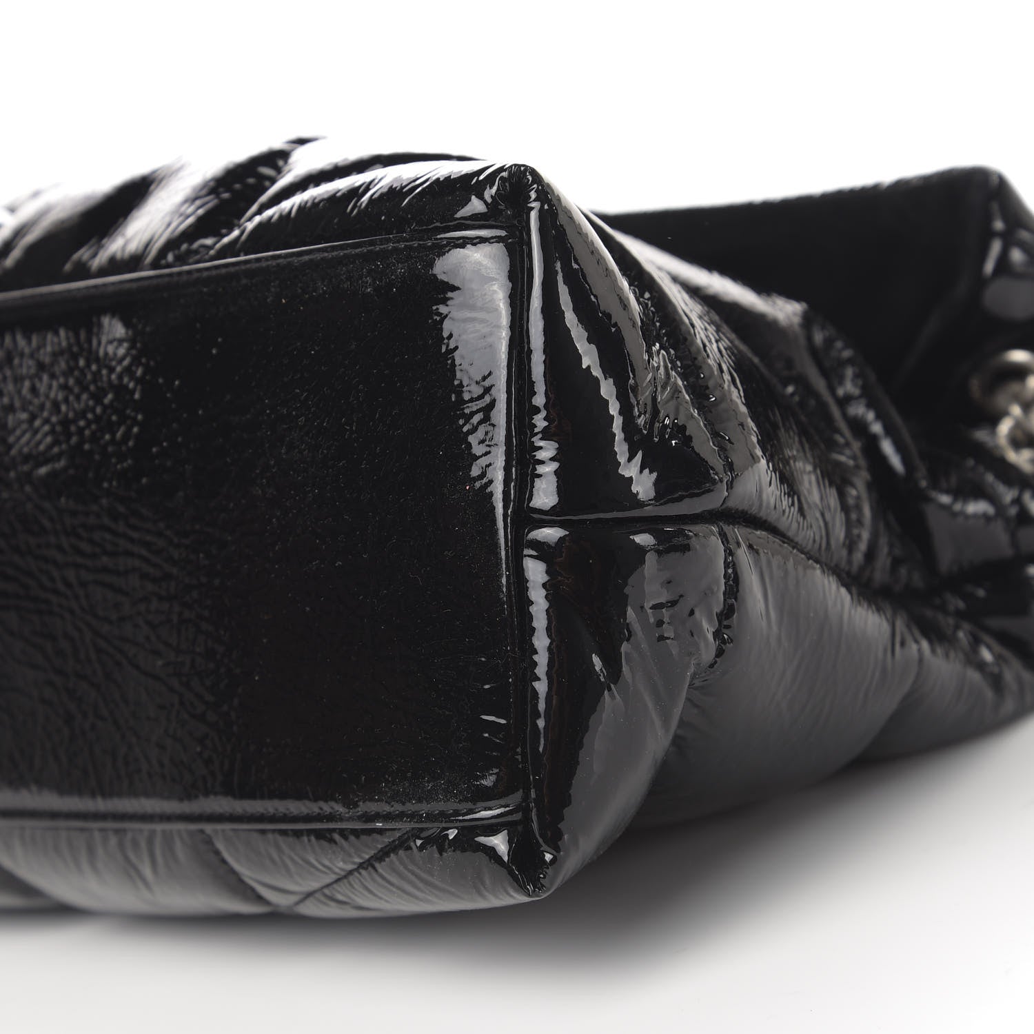 Saint Laurent Shiny Calfskin Quilted Medium Loulou Puffer Monogram Chain Satchel Black 9 of 10