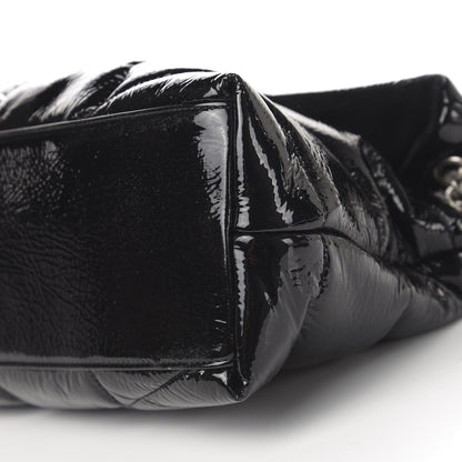 Saint Laurent Shiny Calfskin Quilted Medium Loulou Puffer Monogram Chain Satchel Black 9 of 10