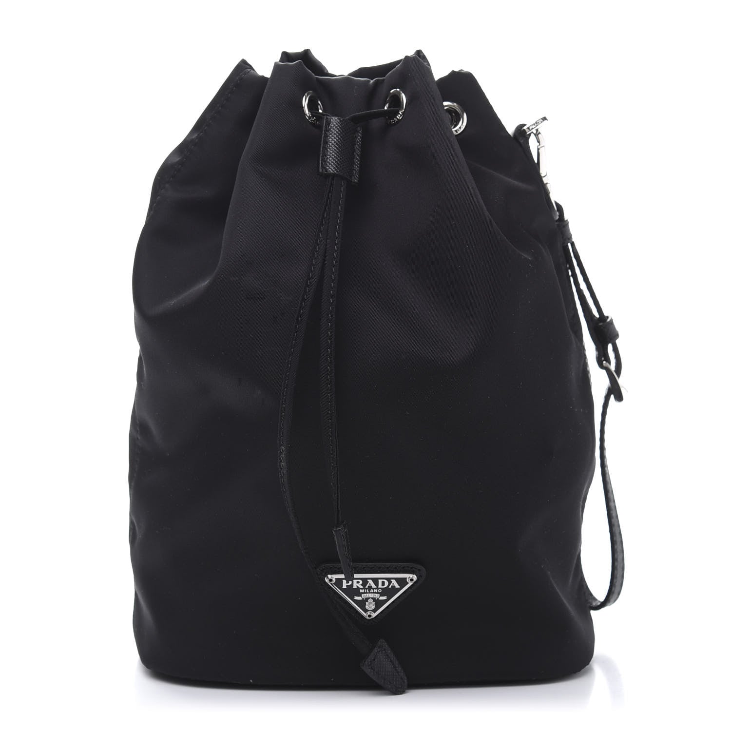 Prada Saffiano Tessuto Nylon Vela Bucket Wristlet Black 1 of 10