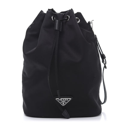 Prada Saffiano Tessuto Nylon Vela Bucket Wristlet Black 1 of 10