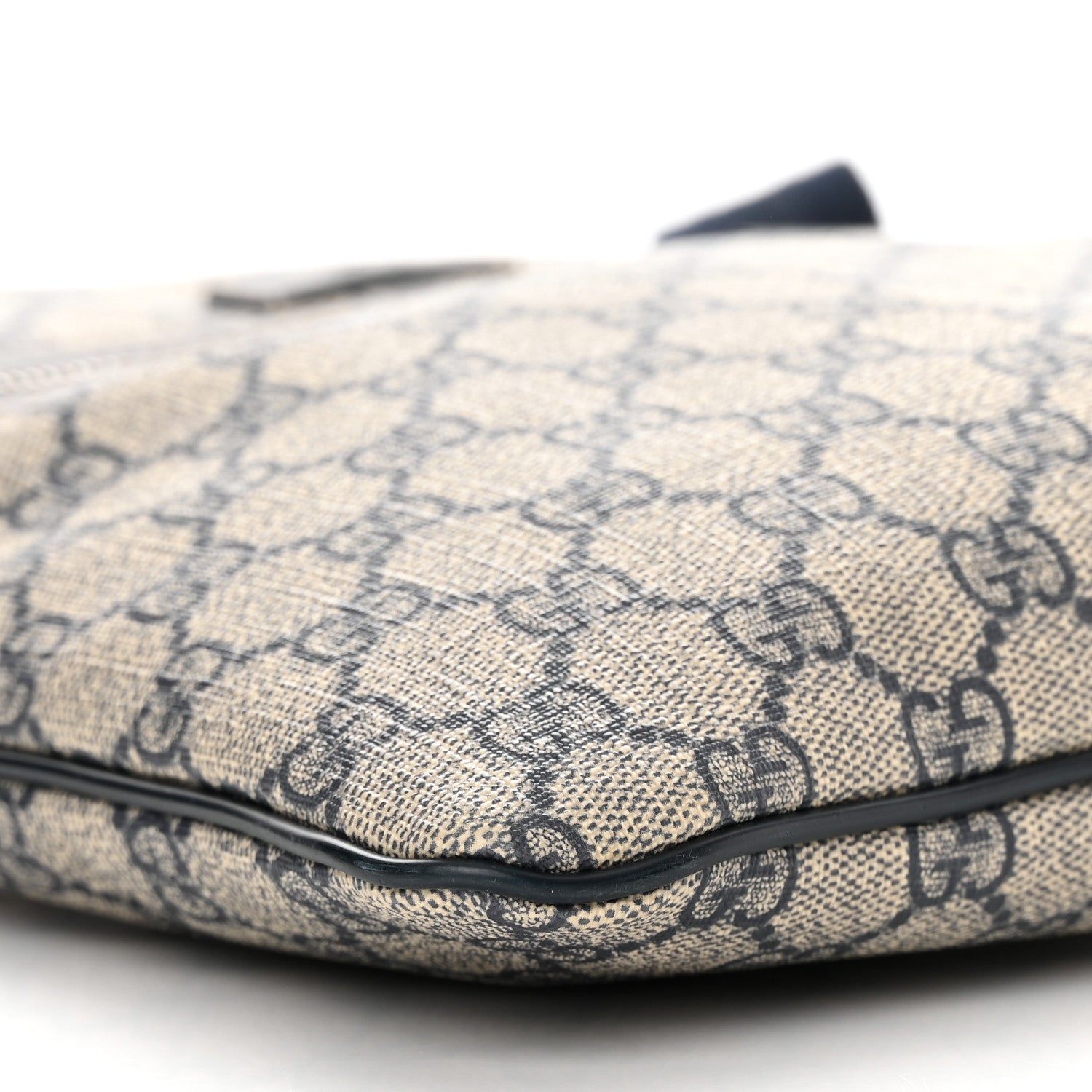 Gucci GG Supreme Monogram Small Flat Side Zip Messenger Bag Beige Blue 9 of 12