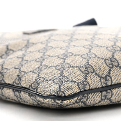 Gucci GG Supreme Monogram Small Flat Side Zip Messenger Bag Beige Blue 9 of 12