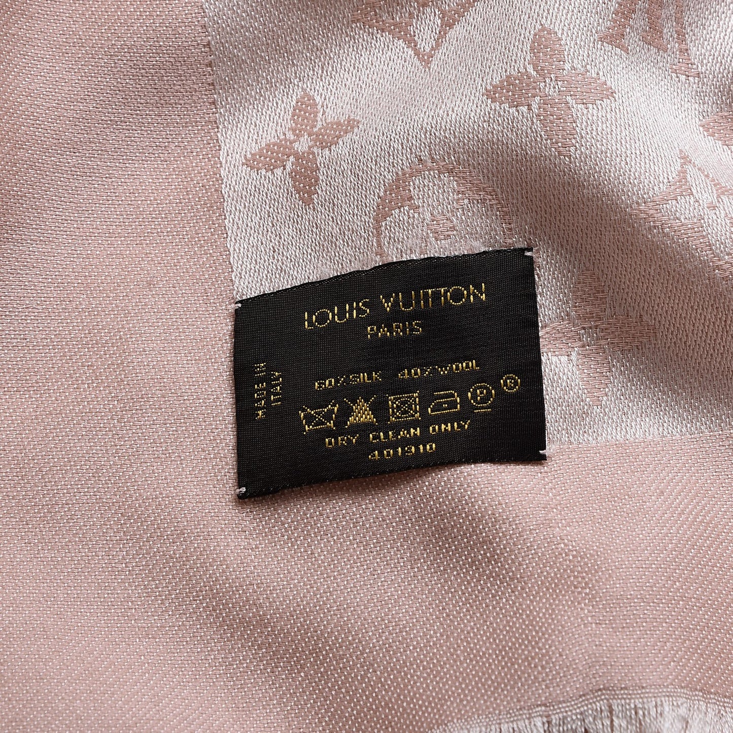 Silk Wool Monogram Denim Shawl Pink