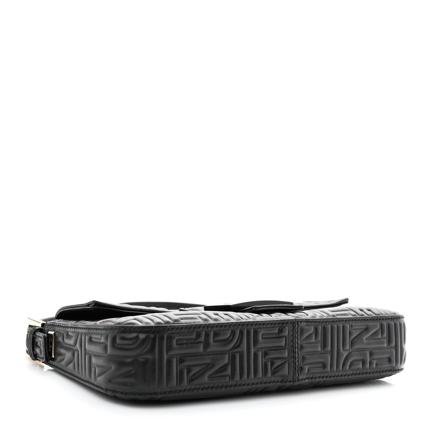 Nappa Logo Embossed Baguette Black