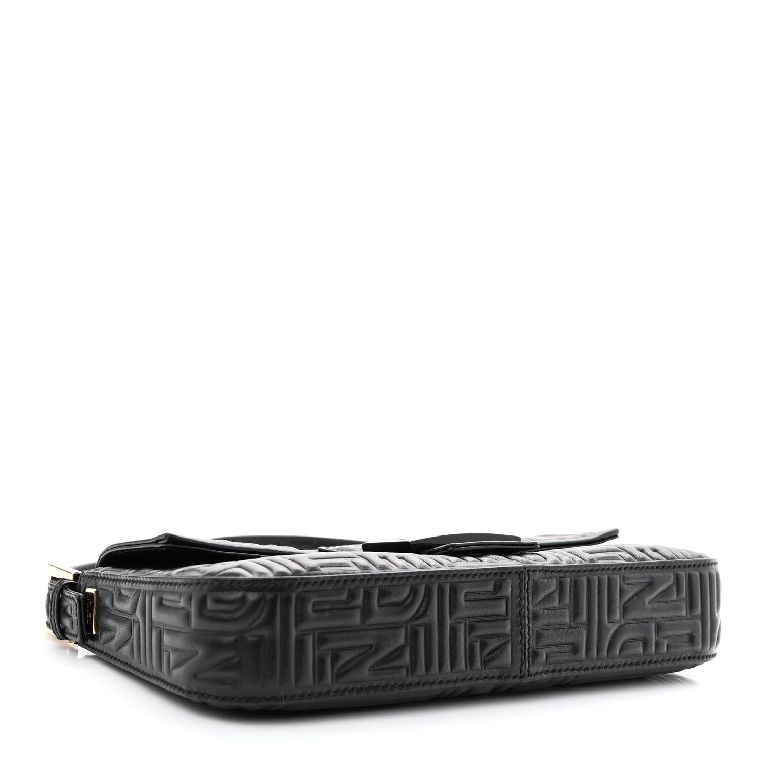 Fendi Nappa Logo Embossed Baguette Black 4 of 10