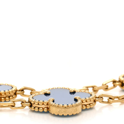 Van Cleef & Arpels 18K Yellow Gold Blue Agate 5 Motifs Vintage Alhambra Bracelet 5 of 5