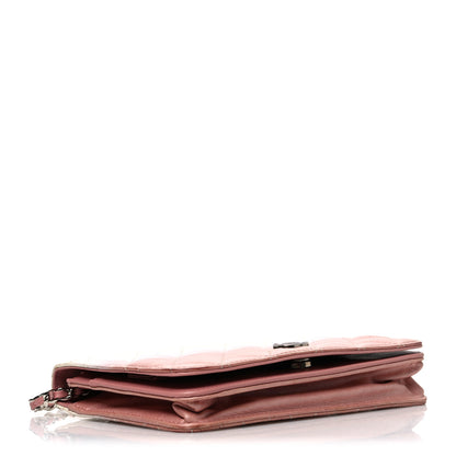 Chanel Ombre Patent Calfskin Quilted Wallet on Chain WOC Pink White 4 of 12