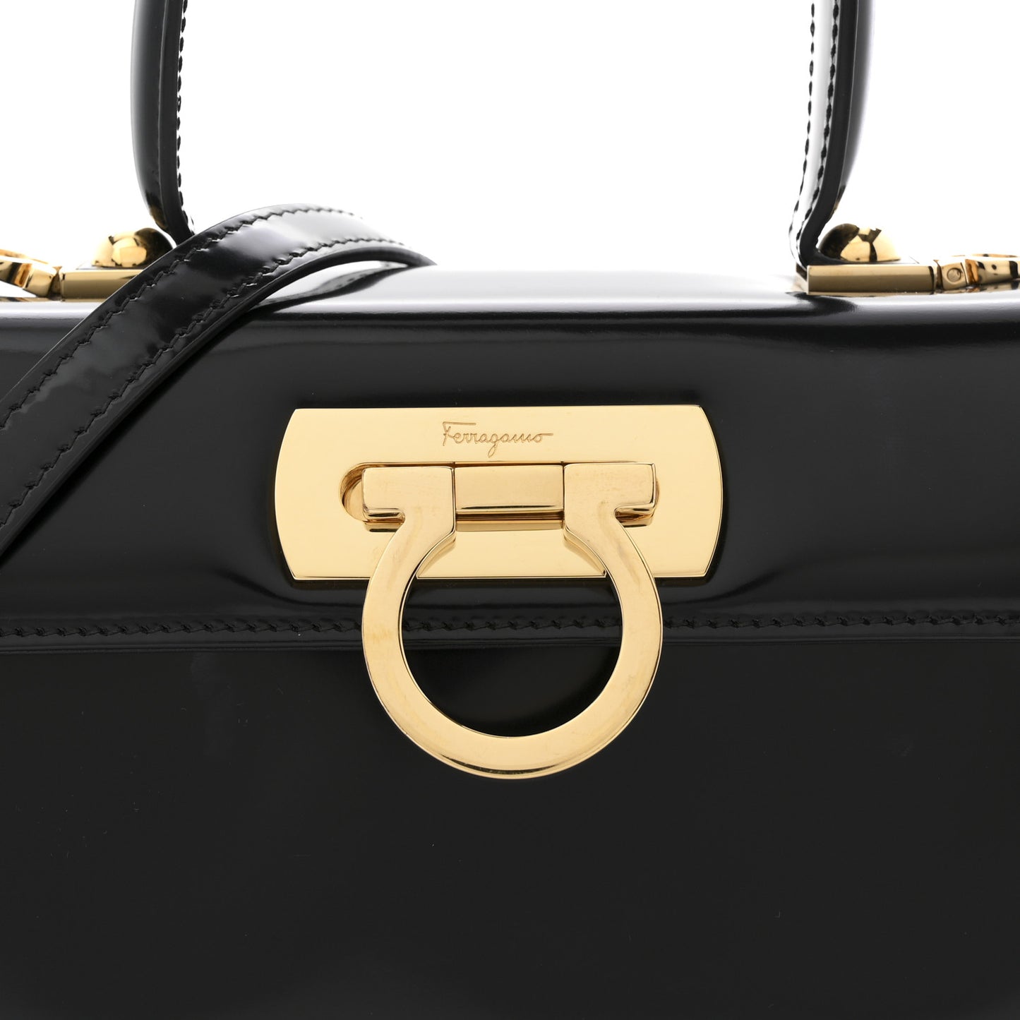 Brushed Off Calfskin Mini Iconic Top Handle Bag Black