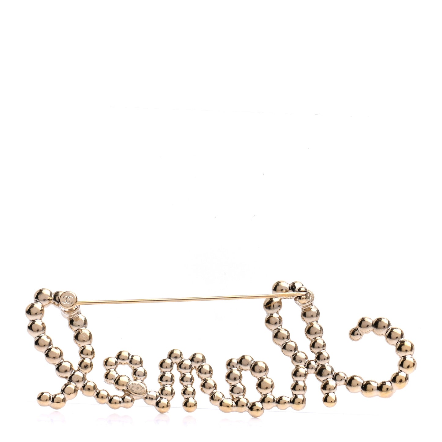 Metal Glass Swirling Pearls Brooch Pin Gold
