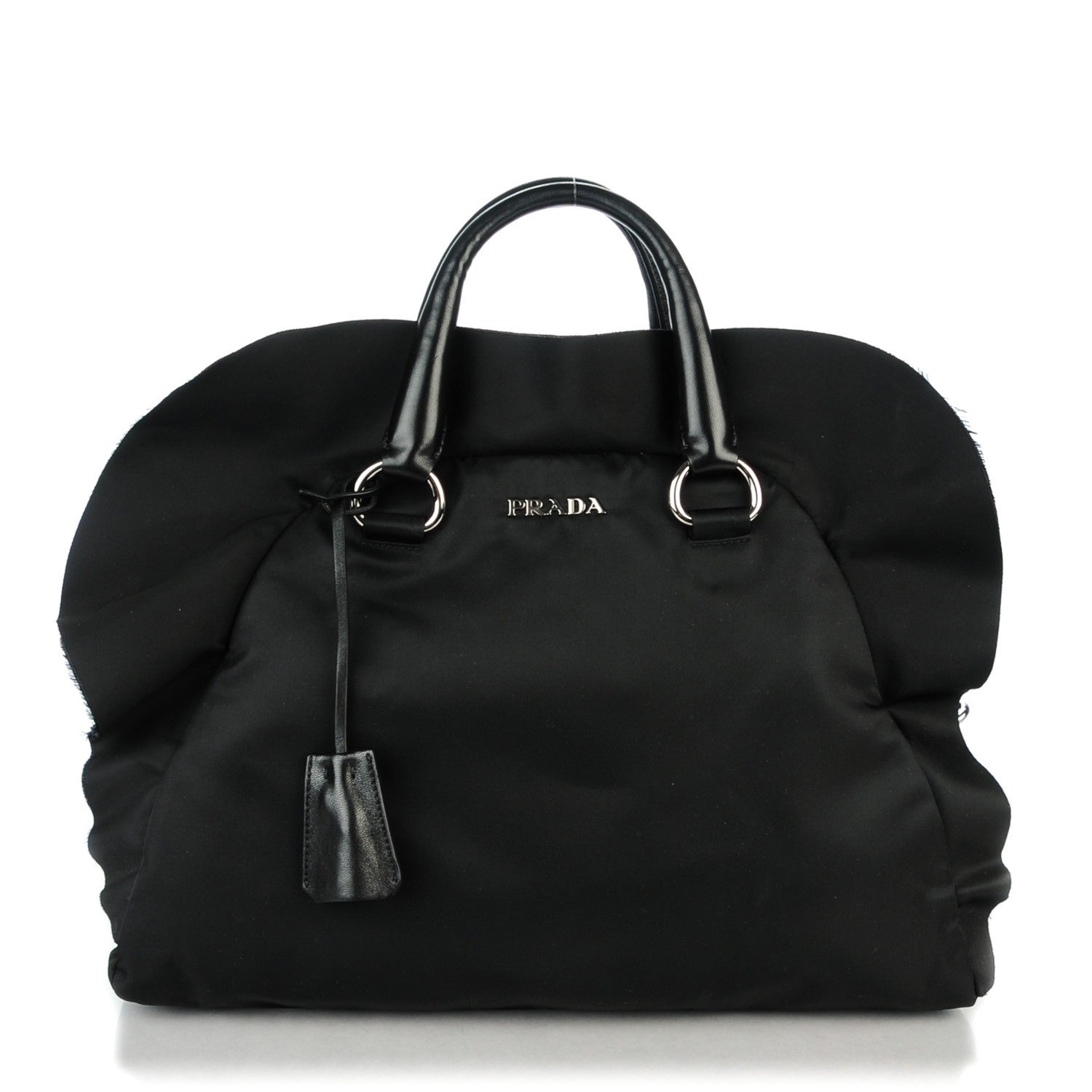 Prada Tessuto Nylon Ruffle Tote Nero Black 1 of 8