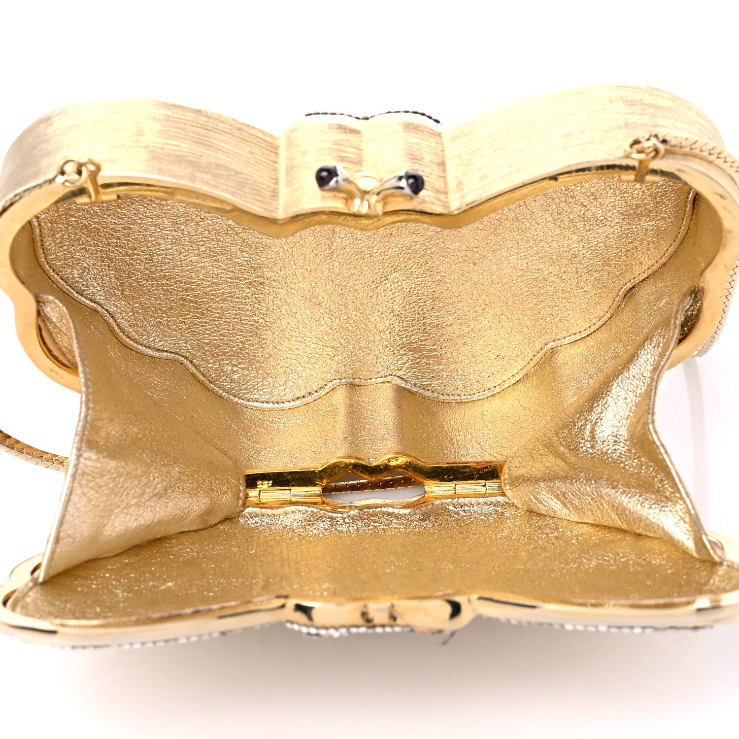 Judith Leiber Crystal Butterfly Celestrina Minaudiere Clutch Gold 6 of 10