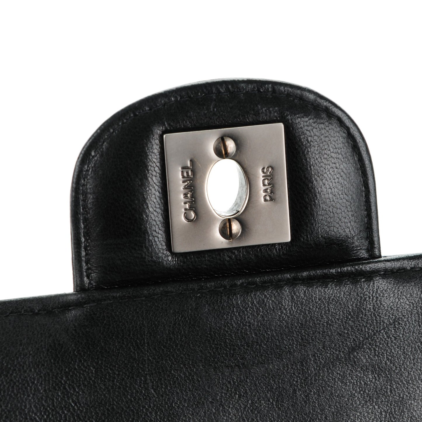 Lambskin Quilted East West Chocolate Bar Flap Black