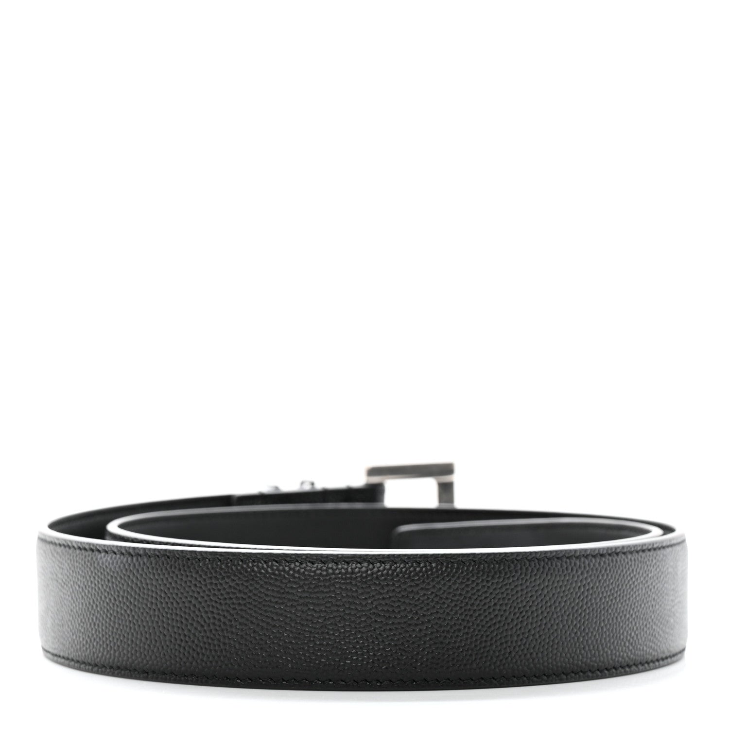 Saint Laurent Smooth Calfskin Monogram Square Buckle Belt 75 30 Storm 2 of 12