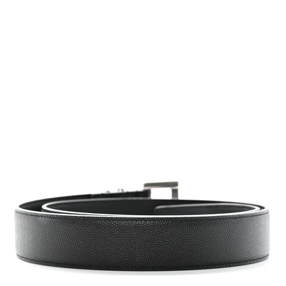 Saint Laurent Smooth Calfskin Monogram Square Buckle Belt 75 30 Storm 2 of 12