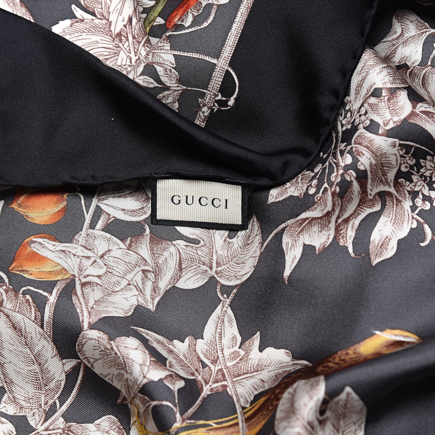 Silk Twill Wondergardenia Square Scarf Anthracite